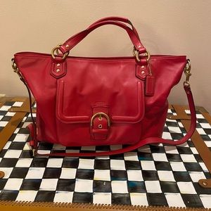 Red leather Coach purse